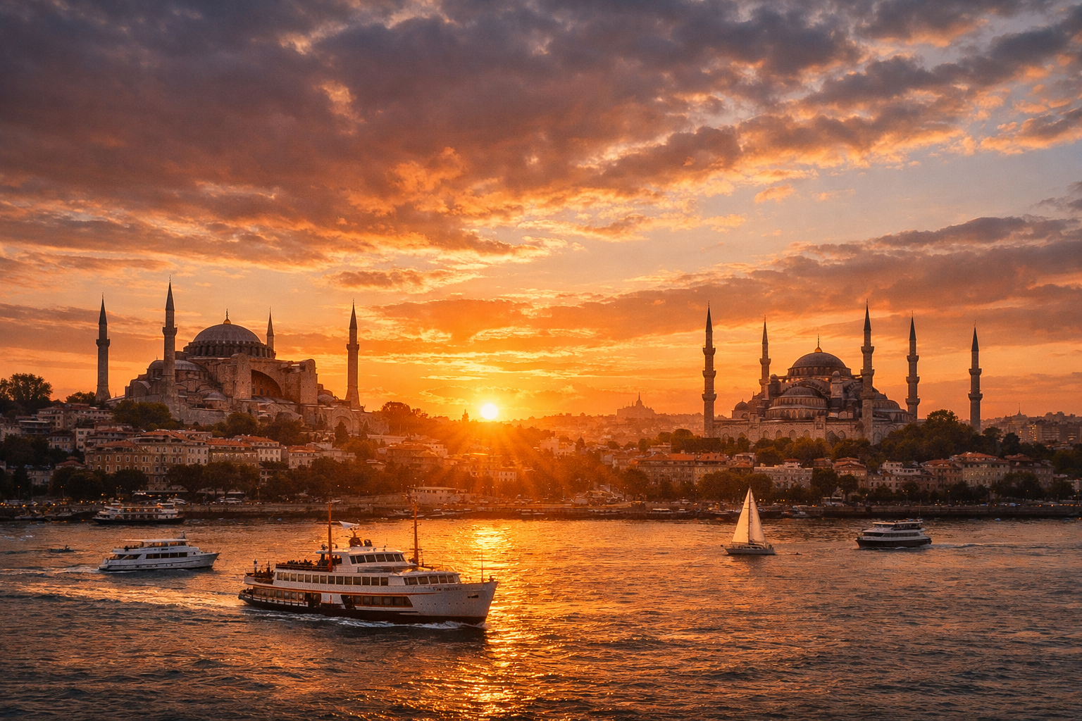 Istanbul silueti ve Bogaz manzarasi